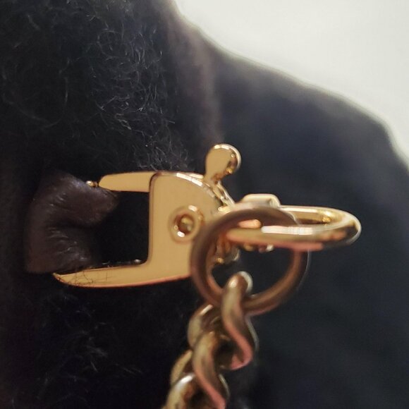 Dark Brown Leather and Sherpa Purse with Chain Strap -shipping incl - Picture 15 of 16